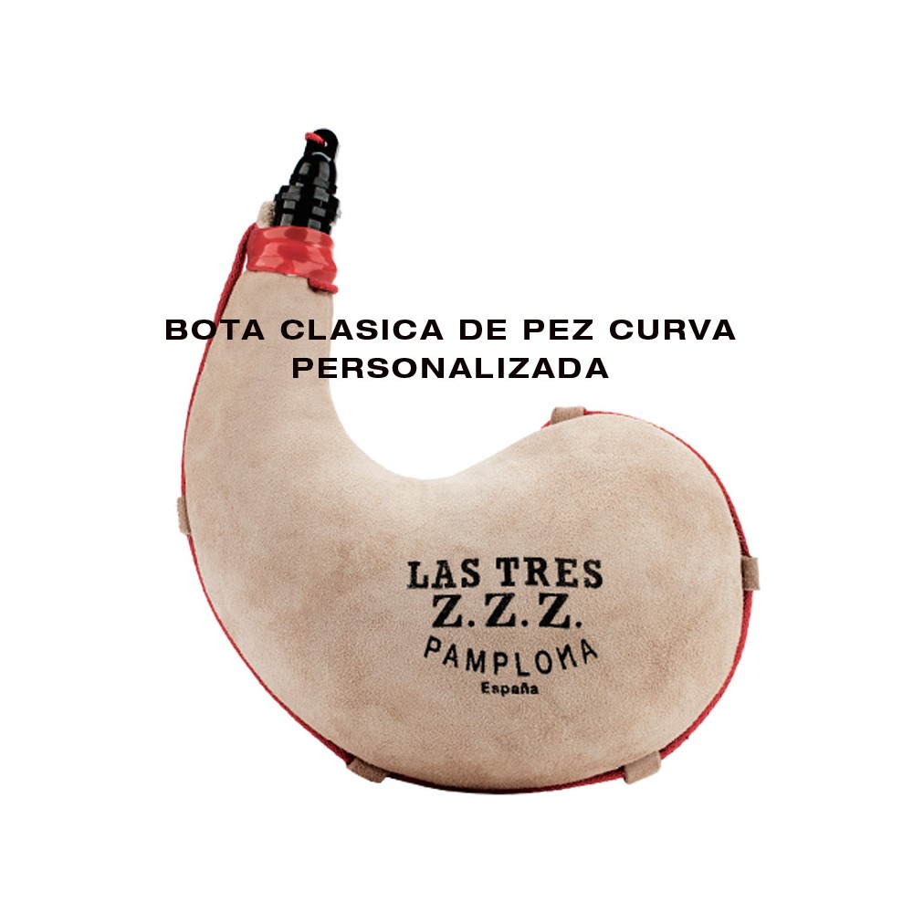 Bota de vino clásica curva de pez Tres Zetas - PERSONALIZADA
