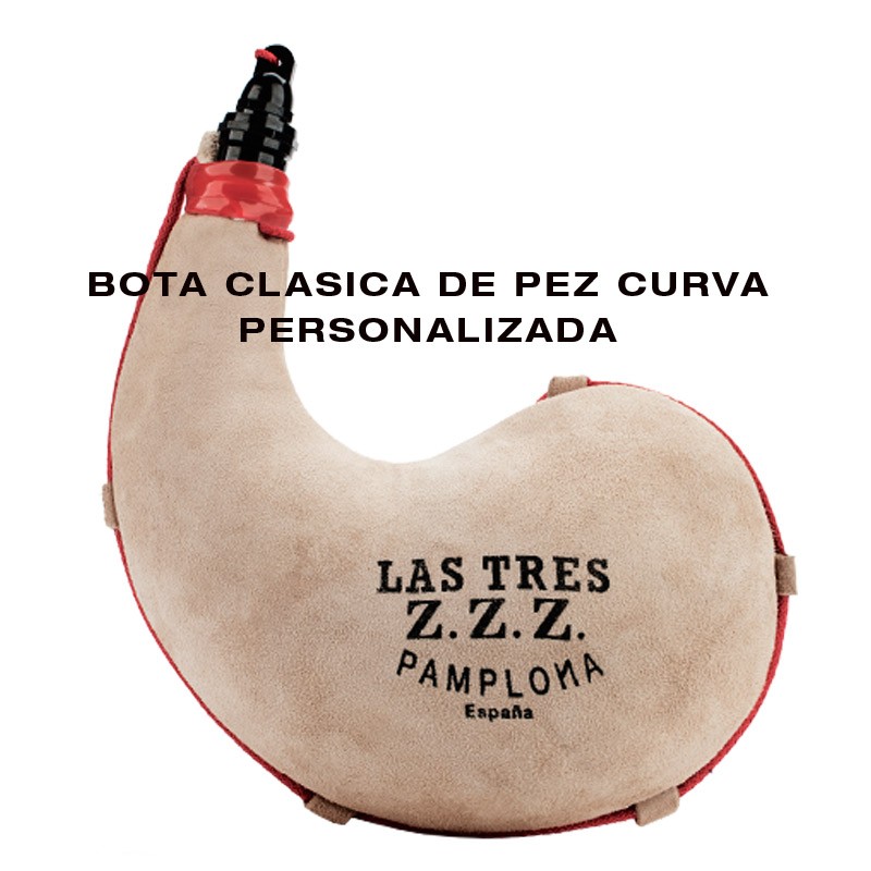 Bota de vino clásica curva de pez Tres Zetas - PERSONALIZADA
