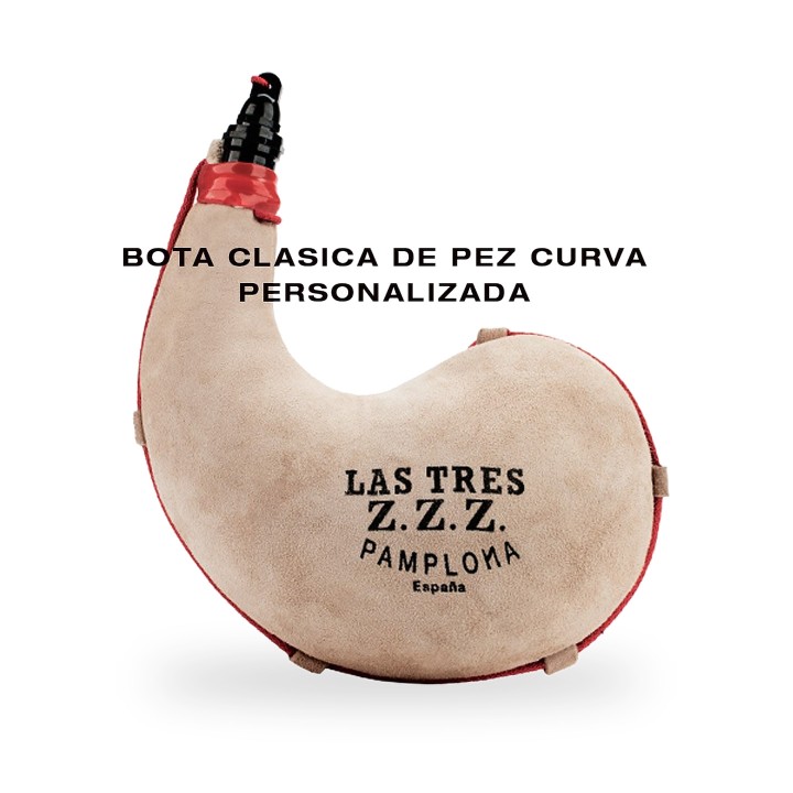 Bota de vinho clássica curva de pez Las Tres Z.Z.Z. personalizada