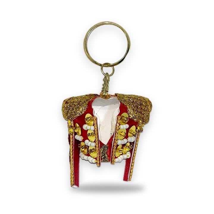 Handmade bullfighter's jacket keyring in red