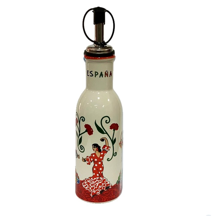 Ölflasche aus Keramik mit Flamencotänzerin, Andenken an Spanien