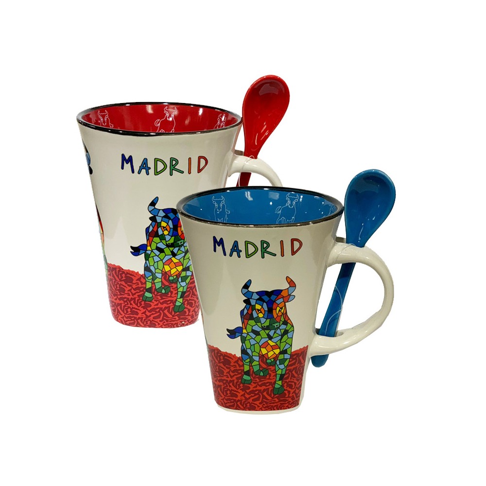 Tazas Mug c/cuchara "Toro" Mosaico