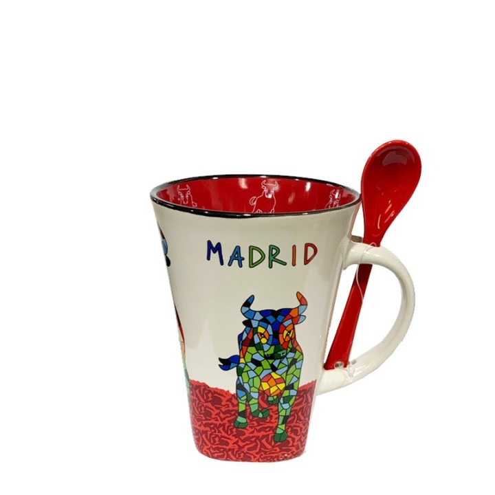Tazas Mug c/cuchara "Toro" Mosaico