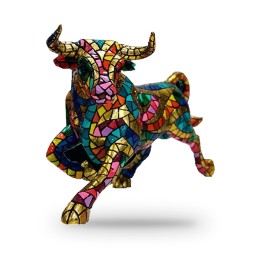 Statuetta di toro a mosaico Descarao di Barcino, modello Carnival