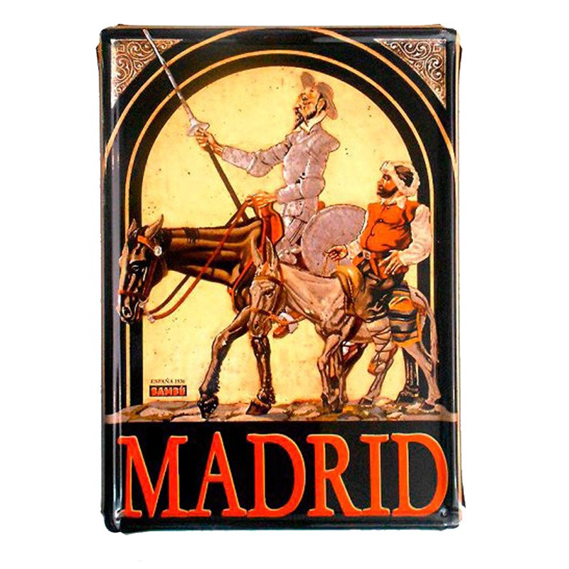 Placa decoración metálica "Don Quijote y Sancho Panza"