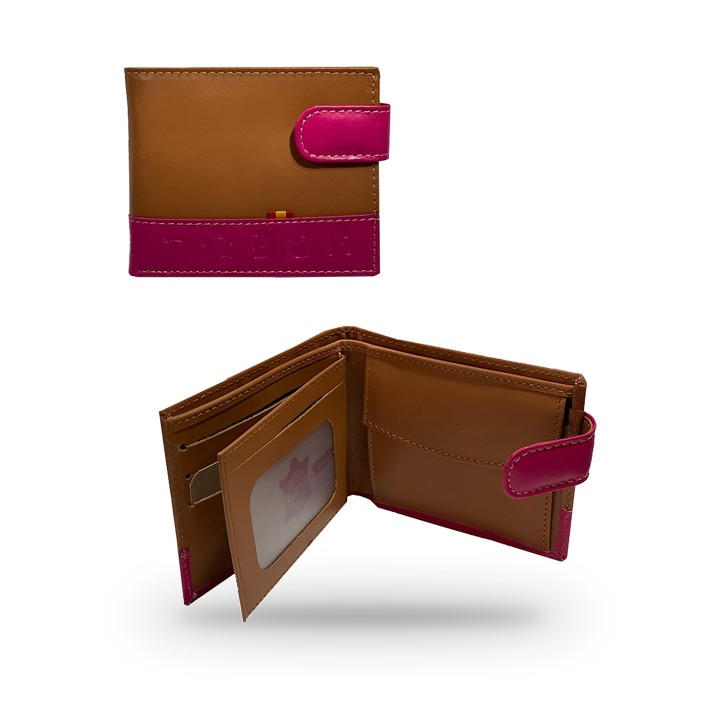 Herren-Brieftasche aus Leder mit Brandzeichen in Fuchsia – Ansicht 8