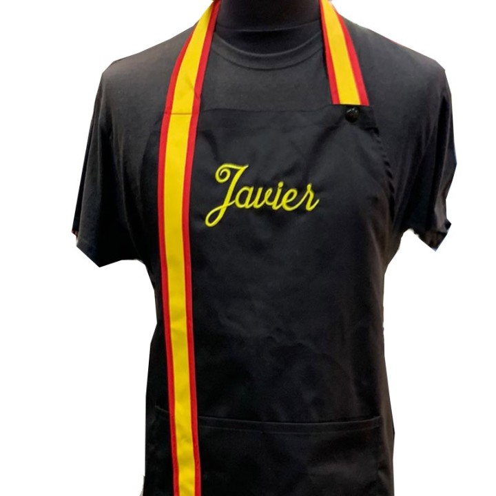Tablier de cuisine personnalisé drapeau espagnol, noir