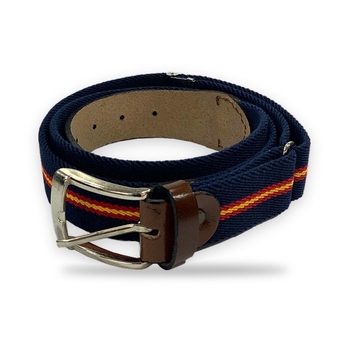 Ceinture élastique drapeau espagnol à finitions cuir