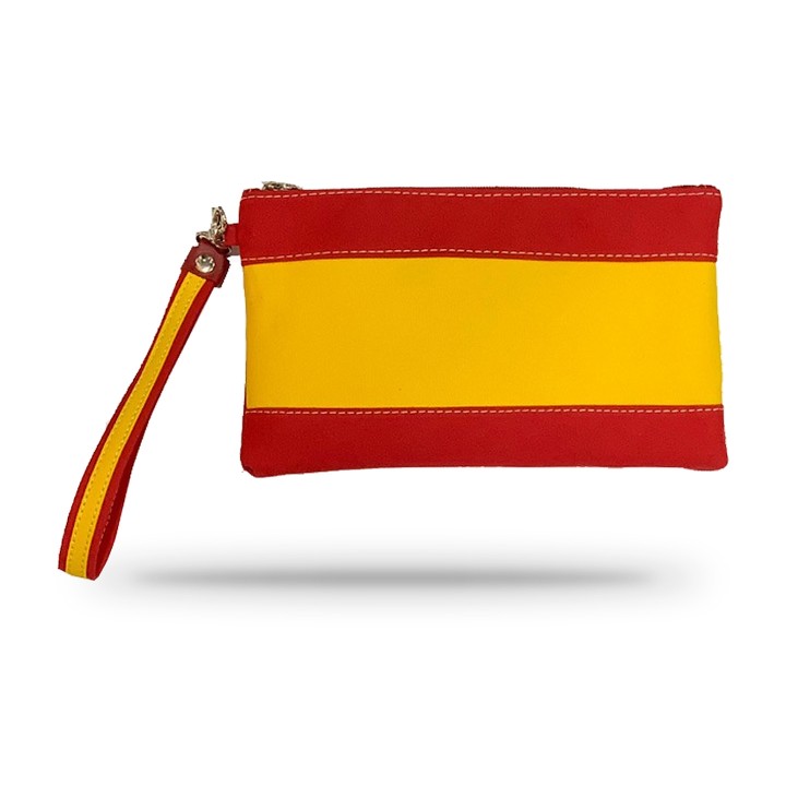 Pochette o clutch con bandiera spagnola, in tela loneta