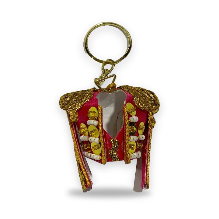 Handmade bullfighter's jacket keyring in red – view 8
