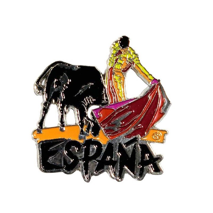 Imán de nevera taurino en relieve con torero toreando al natural y toro bravo España - Souvenir Zings