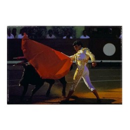 Bullfighting poster fridge magnet featuring a bullfighter in action, model 6