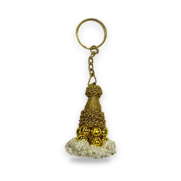 Llavero de macho de chaquetilla de torero, oro y blanco
