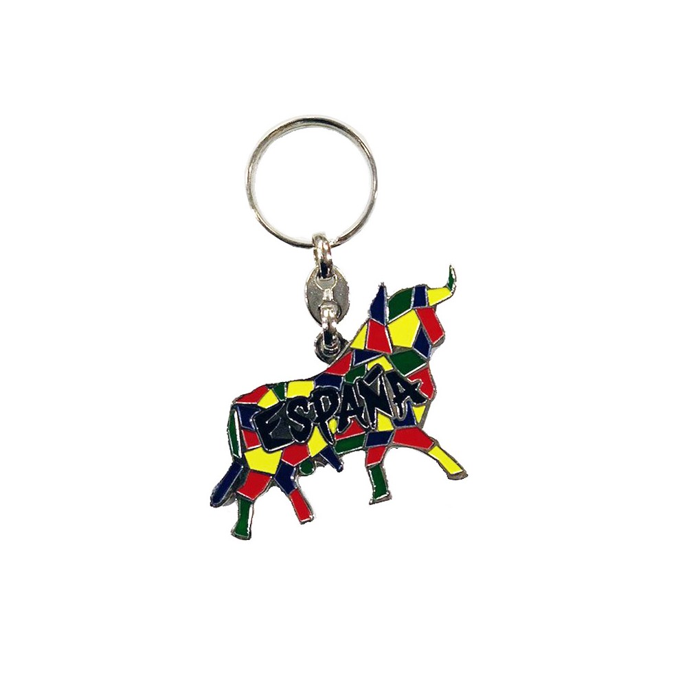llavero metal toro mosaico multicolor-1