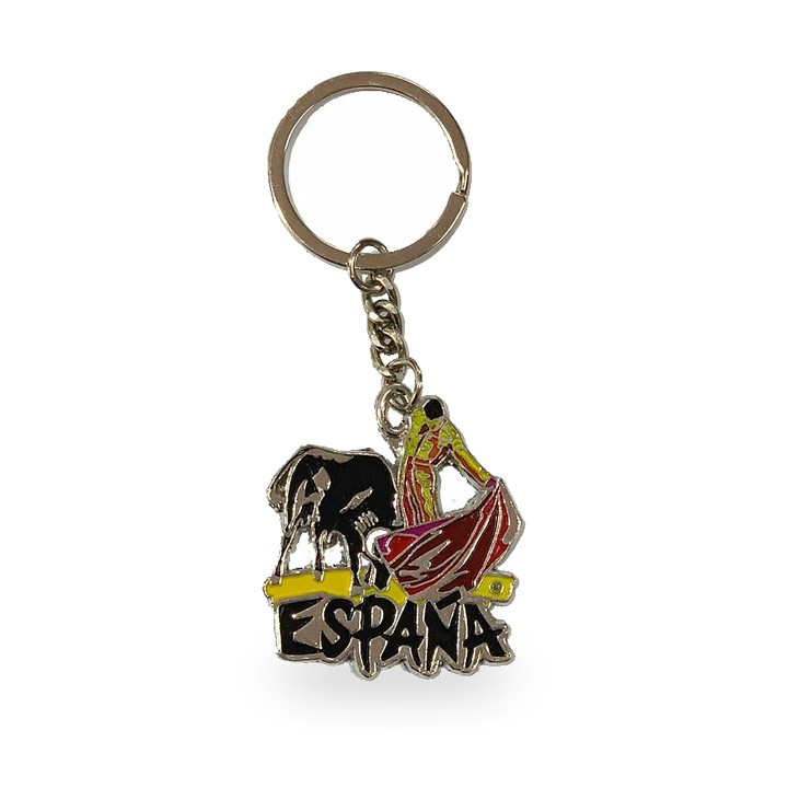Spanish bull keyring, model 8 with a bullfighter mid-pass