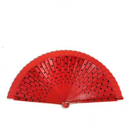 abanico madera de lunares rojo negro
