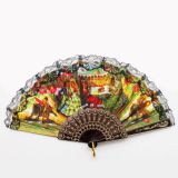 Lace-trimmed Spanish fan with flamenco and bullfight scenes – view 3