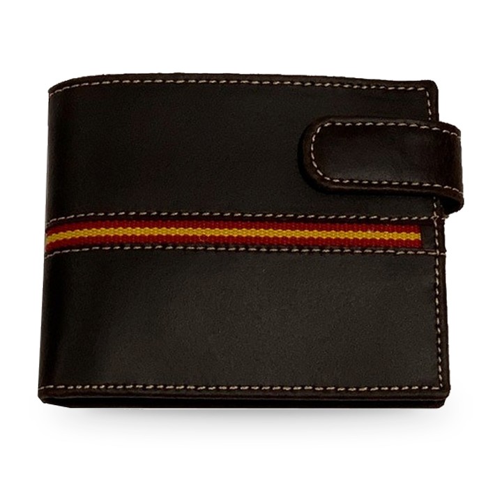 Carteira de homem castanha com bandeira de Espanha, modelo vertical – vista 4