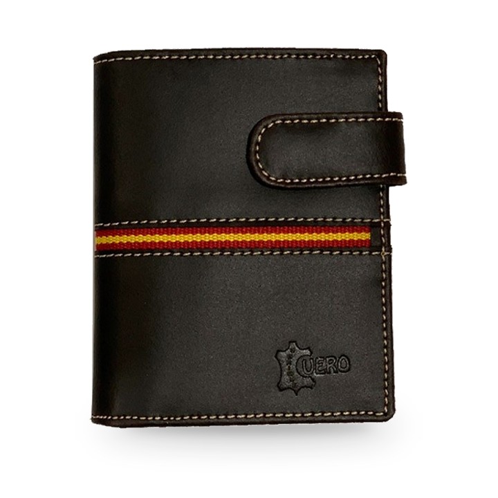 Carteira de homem castanha com bandeira de Espanha, modelo vertical – vista 8