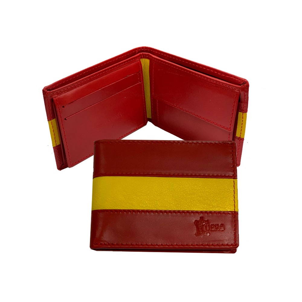 Spanish flag leather men s wallet
