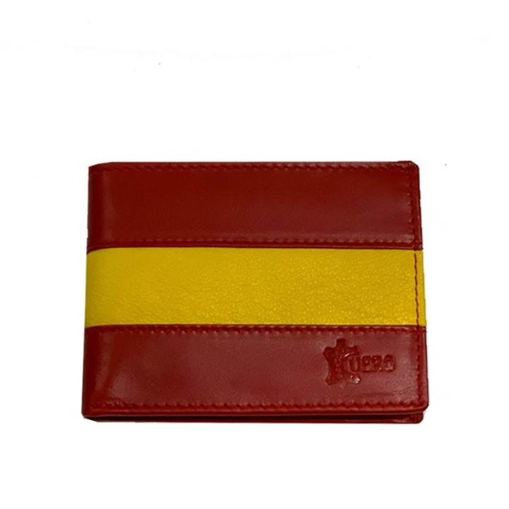 Spanish flag leather men's wallet