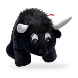 Black plush bull with Spanish rosette, four sizes