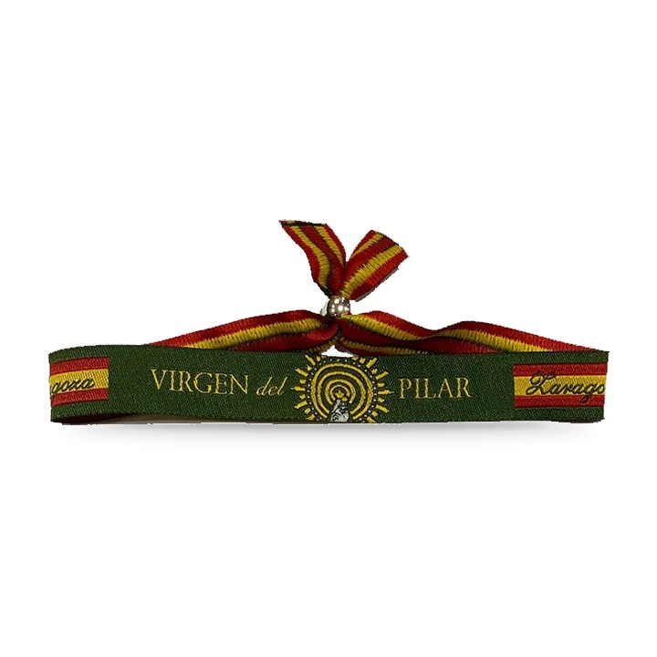 Braccialetto in tessuto della Virgen del Pilar, verde