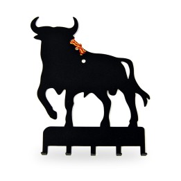 Wand-Schlüsselbrett aus Schmiedeeisen Toro de España mit Flagge