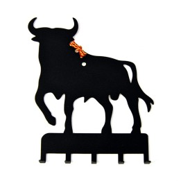 Spanish bull and flag wall key holder, Spain souvenir rack