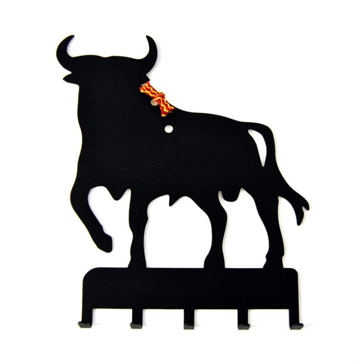 Spanish bull and flag wall key holder, Spain souvenir rack