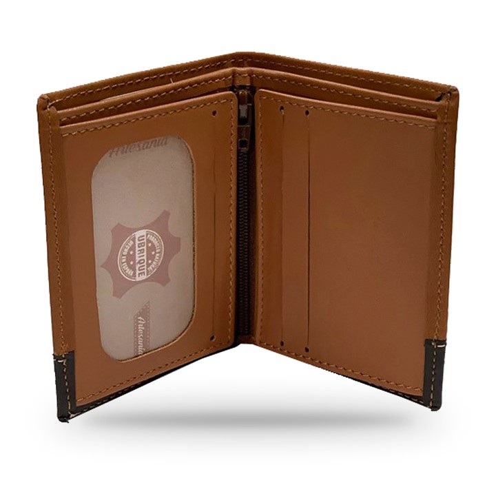 Portefeuille homme en cuir marron d'Ubrique aux fers d'élevage – vue 7