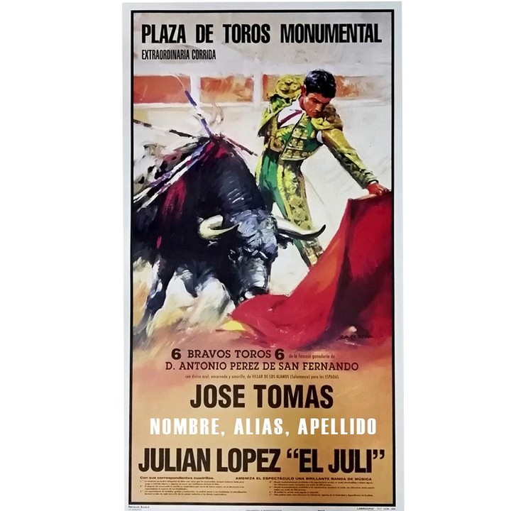 Poster di corrida con il tuo nome, modello José Tomás ed El Juli – vista 7
