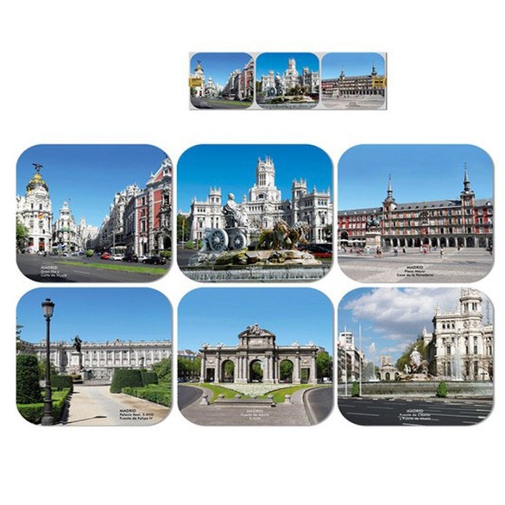 Souvenirs de Madrid, dessous-verres monuments Madrid antique et moderne