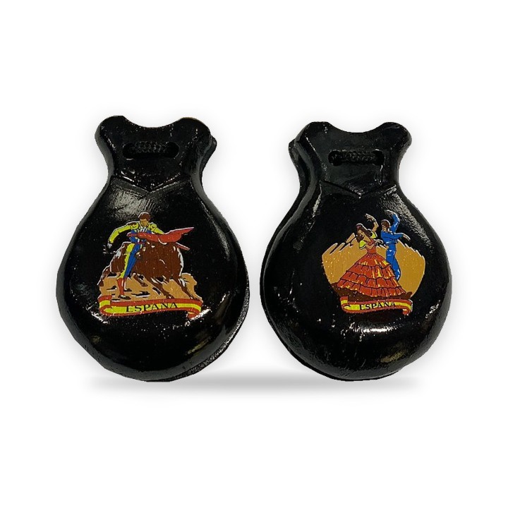 Castagnettes souvenir en bois, coloris noir