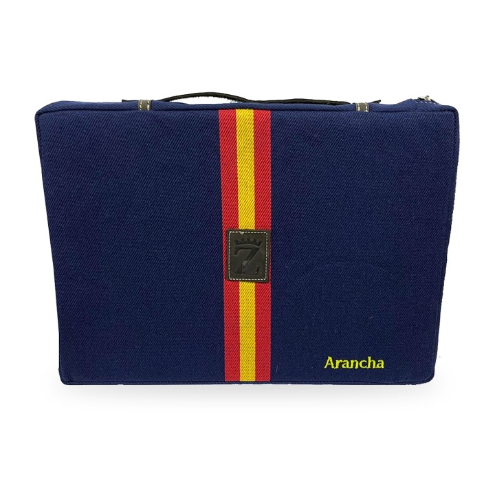 Almofada de praça de touros azul com bandeira de Espanha personalizada