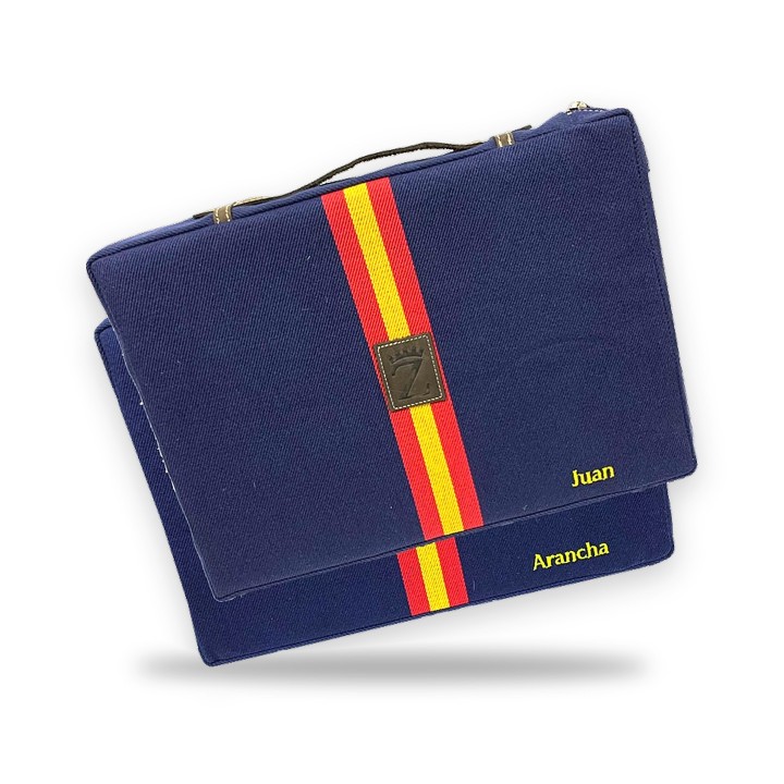 Almohadilla taurina azul con bandera de España personalizada – vista 4