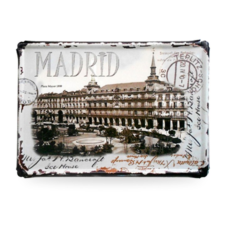 Vintage-Blechschild Madrid, Plaza Mayor
