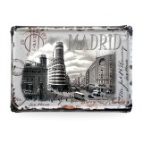 Vintage Madrid metal sign, Plaza del Callao