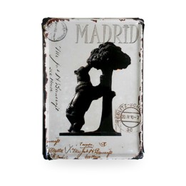 Vintage-Blechschild Madrid, der Bär und der Erdbeerbaum