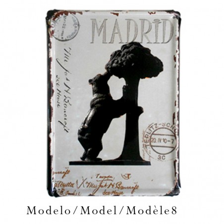 Placa Metálica – Ilustración Vintage, El Oso y el Madroño Madrid