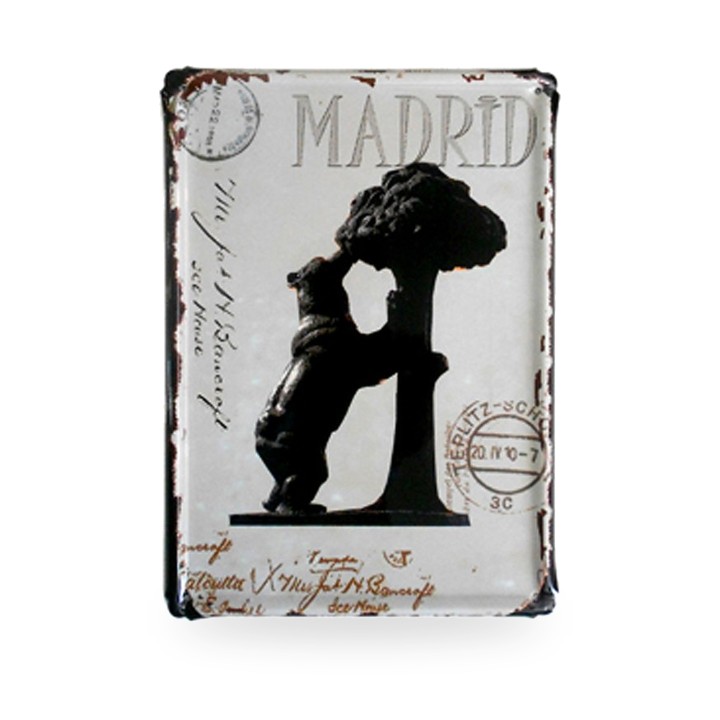 Vintage-Blechschild Madrid, der Bär und der Erdbeerbaum