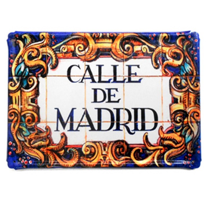 Vintage decorative metal sign Calle de Madrid traditional ceramic street tile design 19.5 x 27.5 cm - Spain souvenir