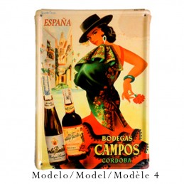 Placa Metálica 19.5 x 27.5 cmts. Postal Vintage ¨Bodegas campos¨