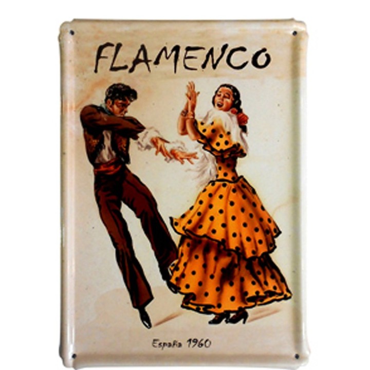 Targa in metallo vintage, manifesto di ballo flamenco del 1960