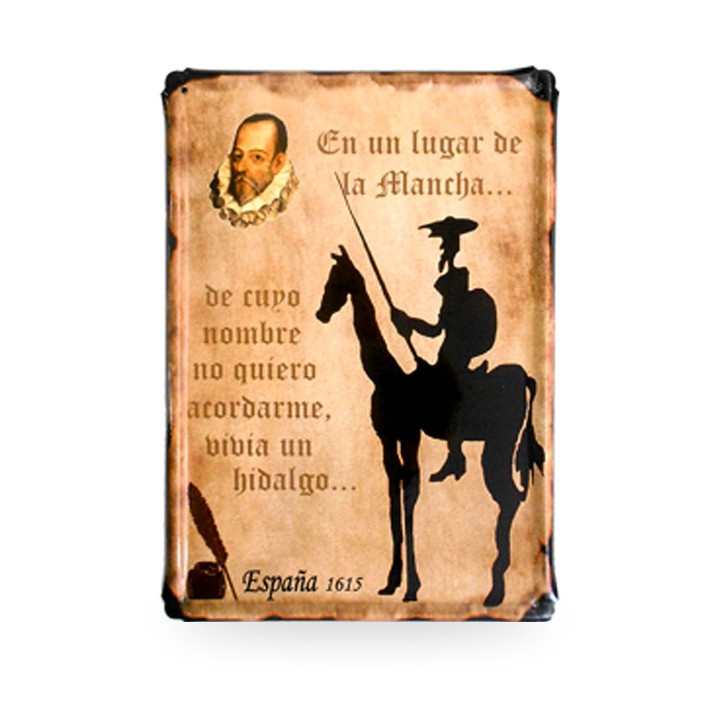 Blechschild mit Vintage-Illustration von Don Quijote de la Mancha