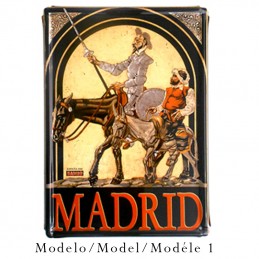 Placa Metálica – Ilustración, Don Quijote y Sancho, Madrid