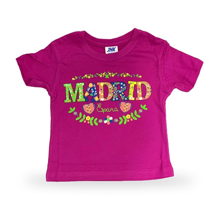 Kinder-T-Shirt Madrid Flores in Fuchsia mit Blumenmuster