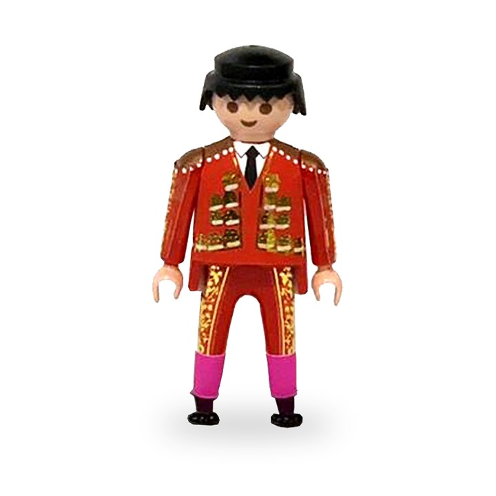 Boneco Playmobil personalizado de toureiro com traje de luces vermelho