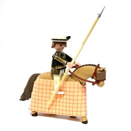 Custom Playmobil figure bullfighter picador on horseback, traditional bullfight toy souvenir