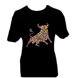 T-shirt nera con toro a mosaico per adulto